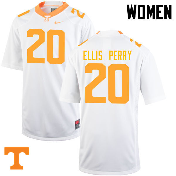 Women #20 Vincent Ellis Perry Tennessee Volunteers College Football Jerseys-White - Click Image to Close